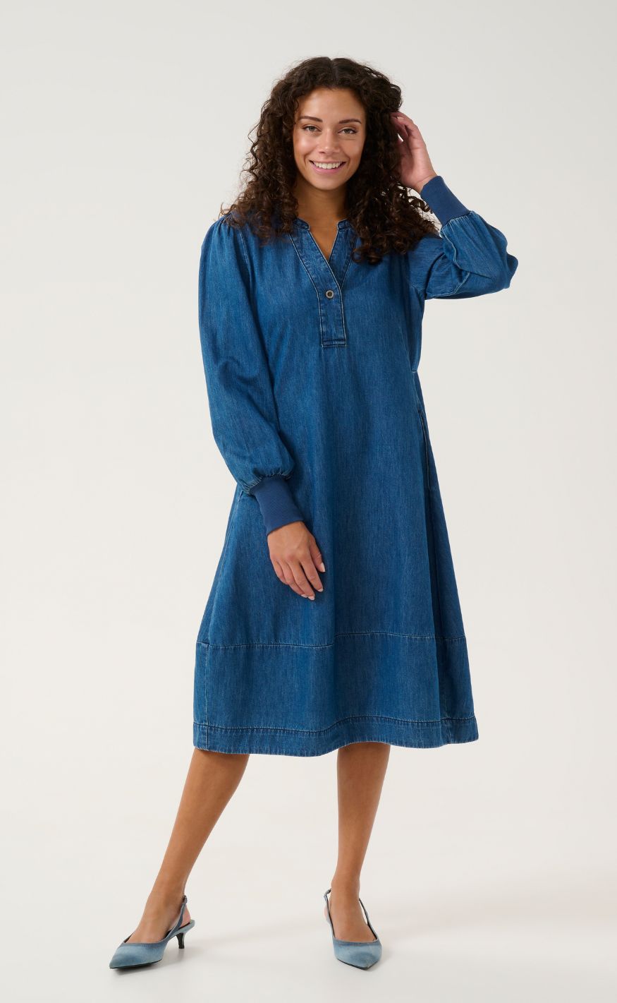 Culture Kjole - Allura Arpa Rib - Dark Blue Wash