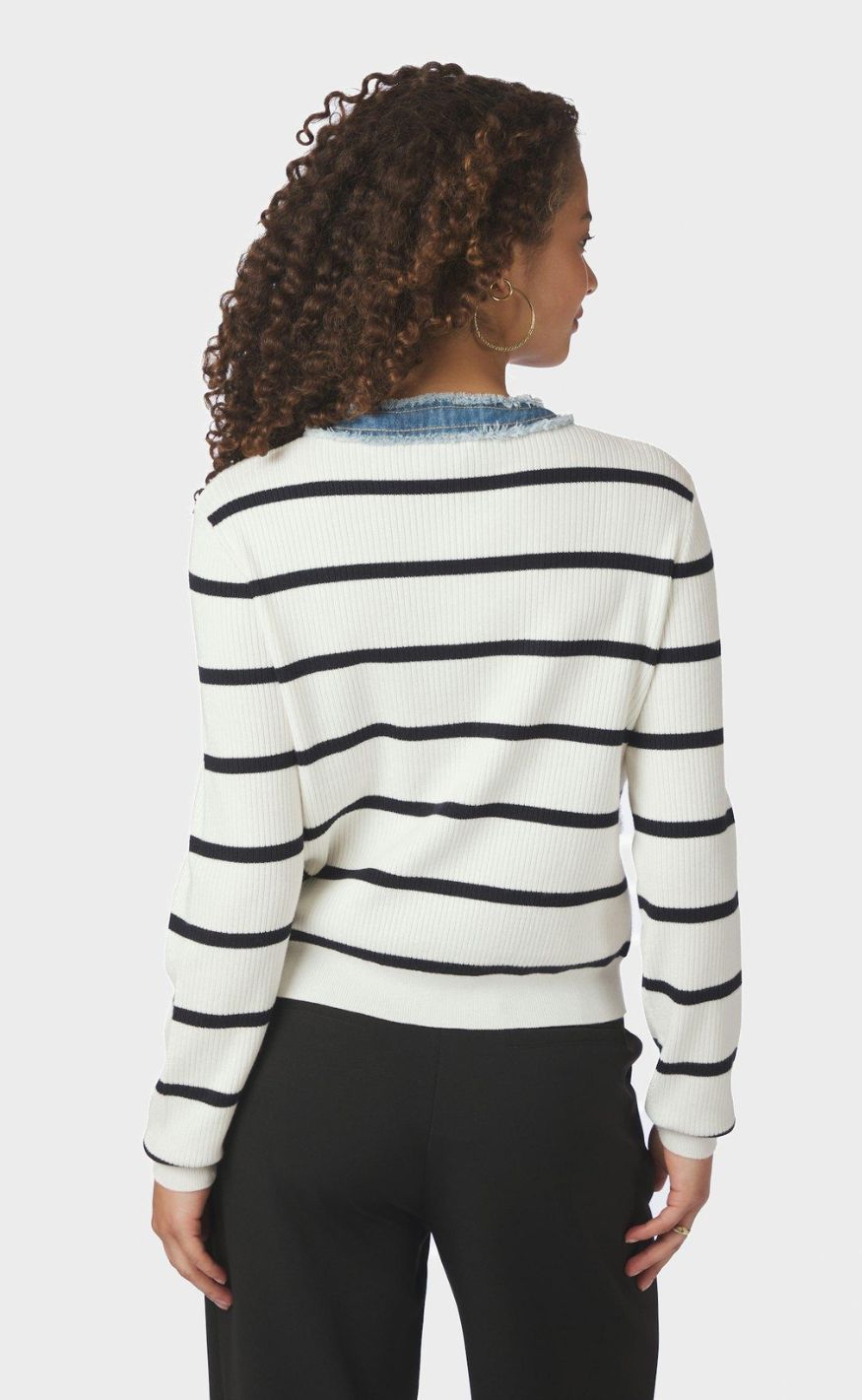 Neo Noir Cardigan - Zelma Stripe Denim - Off White