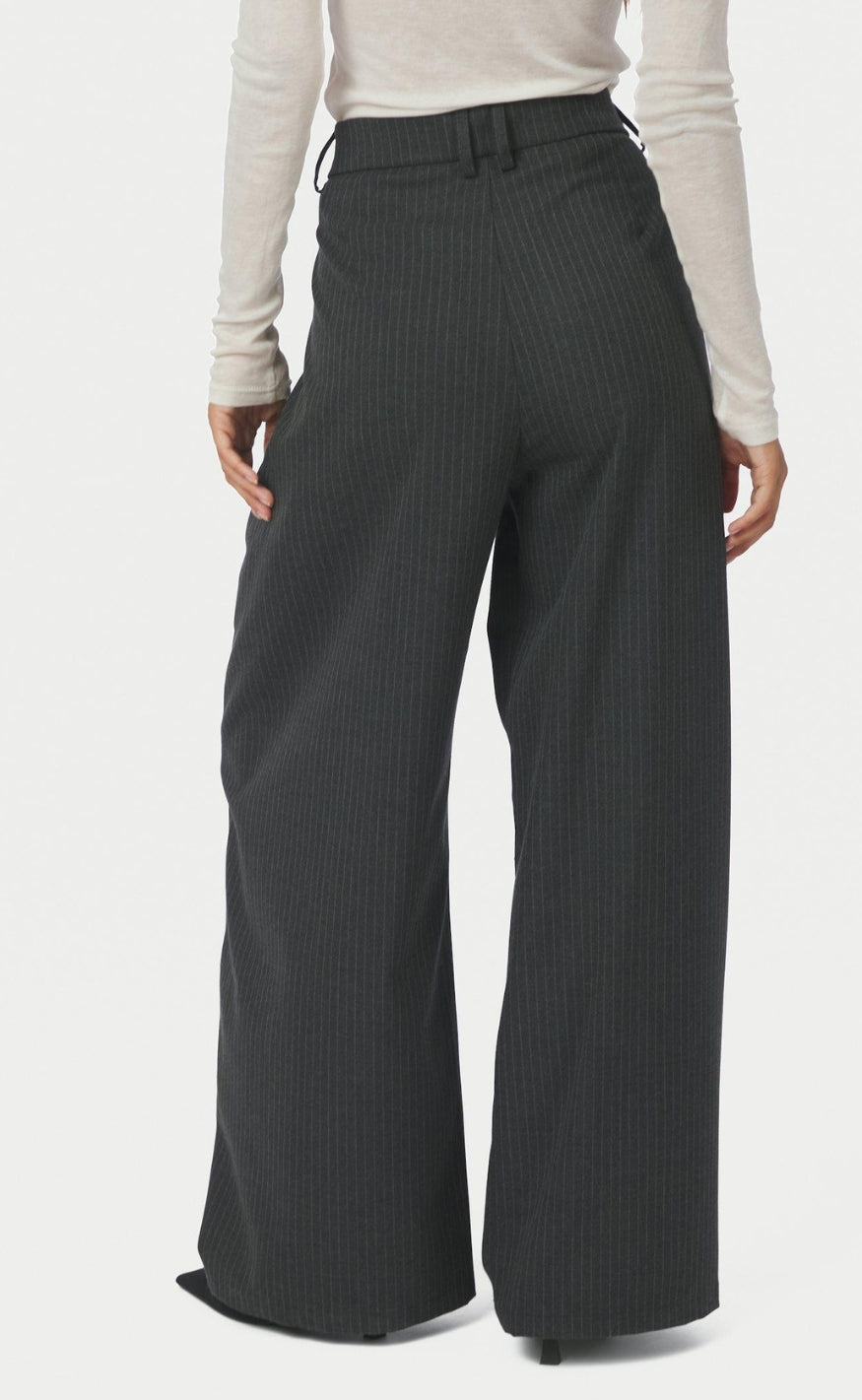 Neo Noir Bukser - Massie Slim Pinstripe - Dark Grey Melange