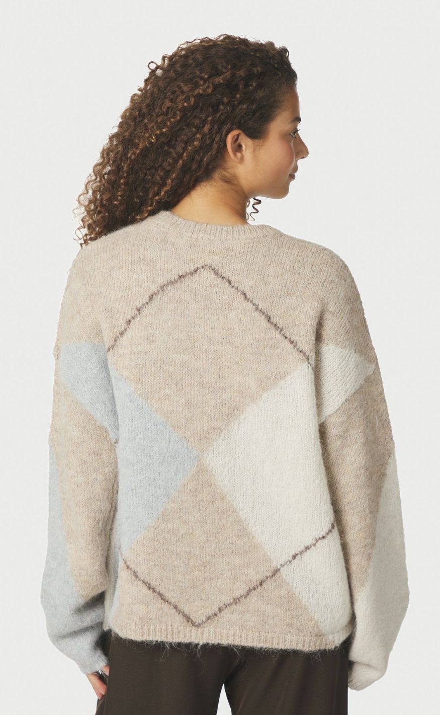 Neo Noir Genser - Inga Check - Beige Melange