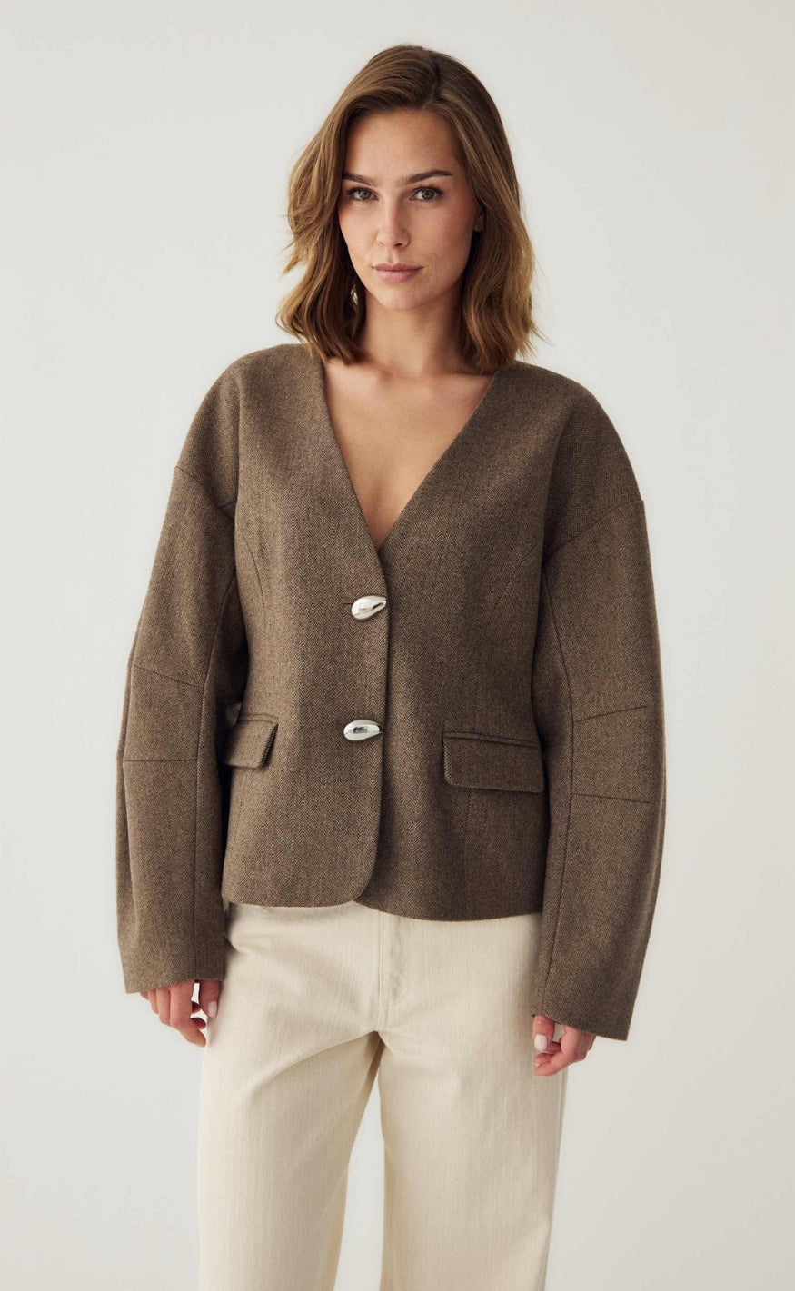 Noella Blazer - Mallie - Brown Herringbone