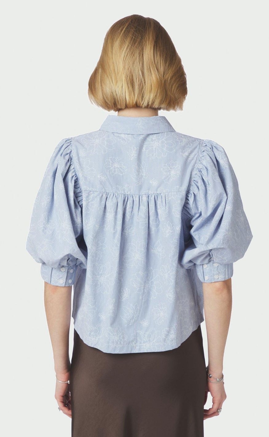Neo Noir Skjorte - Etta Flower - Light Blue