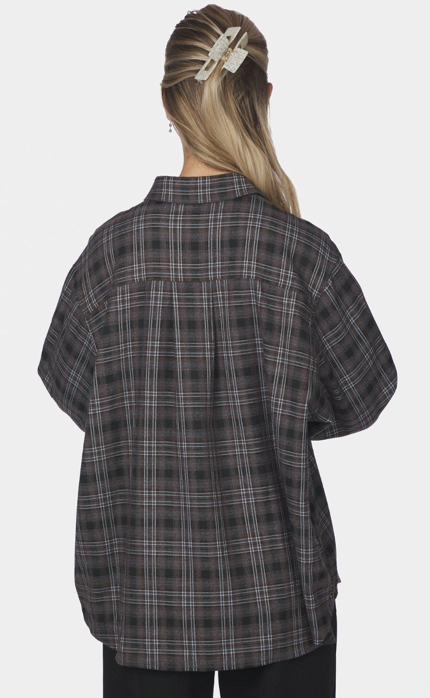 Neo Noir Skjorte - Dalma Flannel Check - Warm Grey
