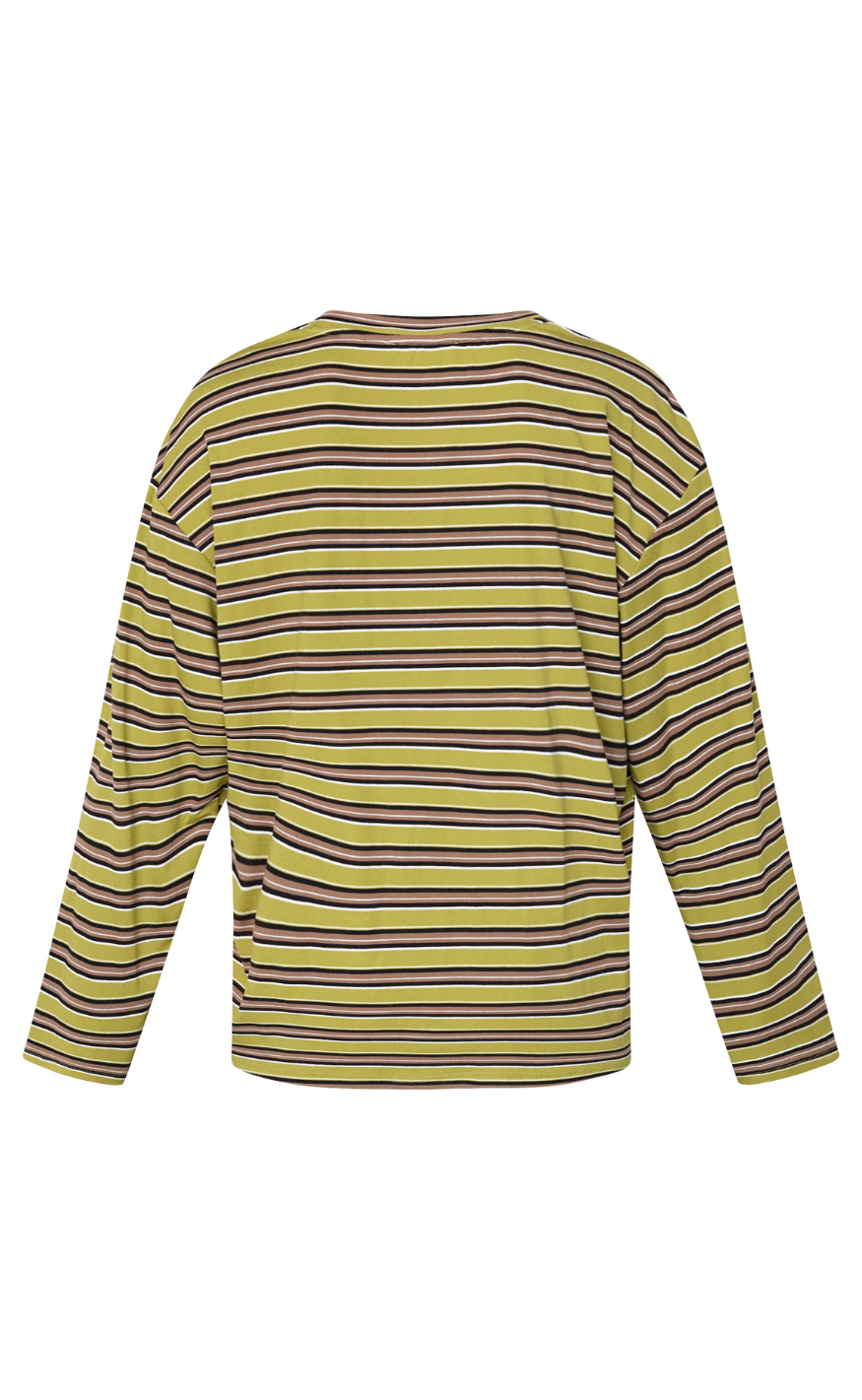 Sisters Point Bluse - ESTHER-LS2 - Moss/Brown Stripes