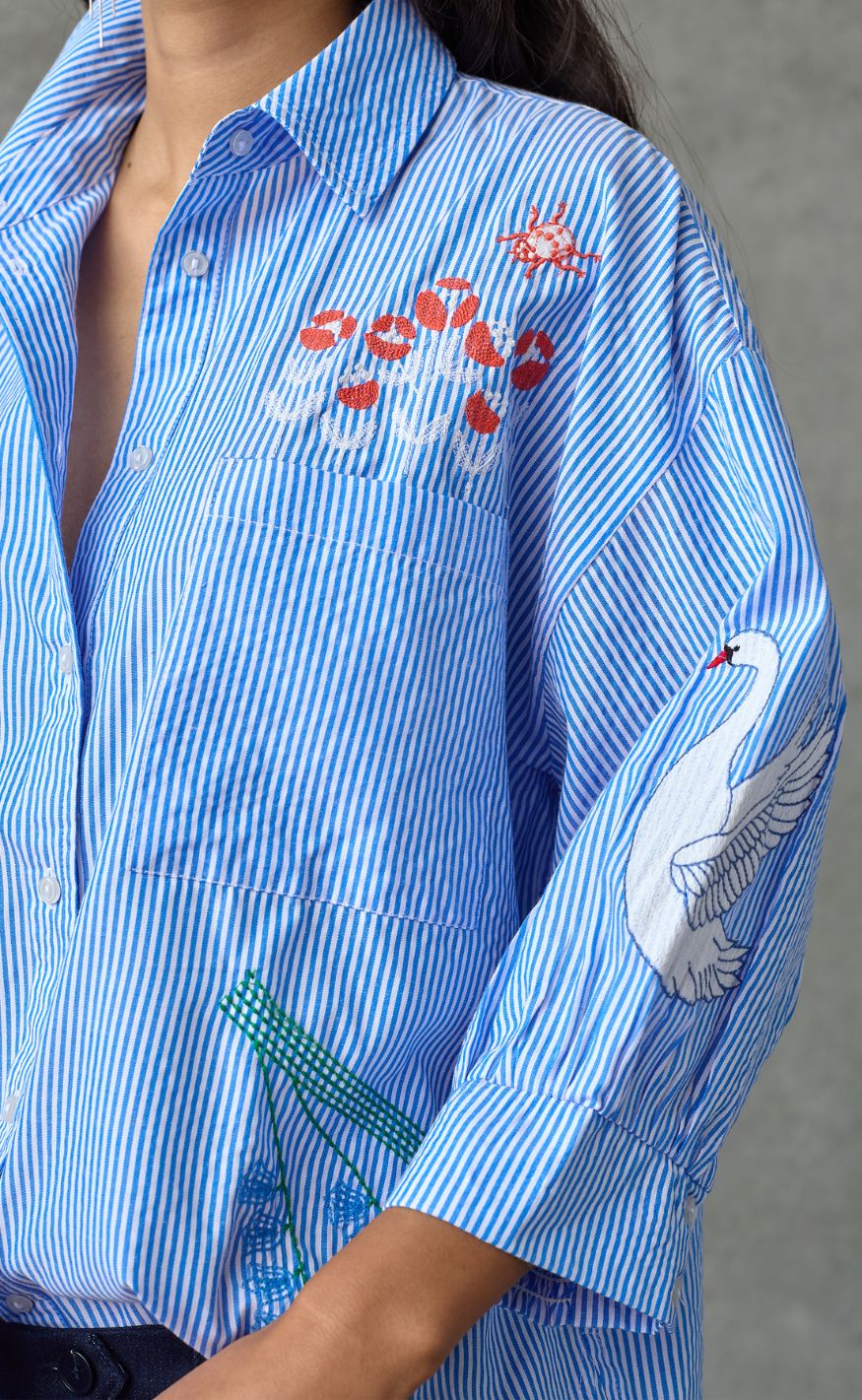 Love & Divine Skjorte - Love1604-2 - Blue Dream Stripes Emb.