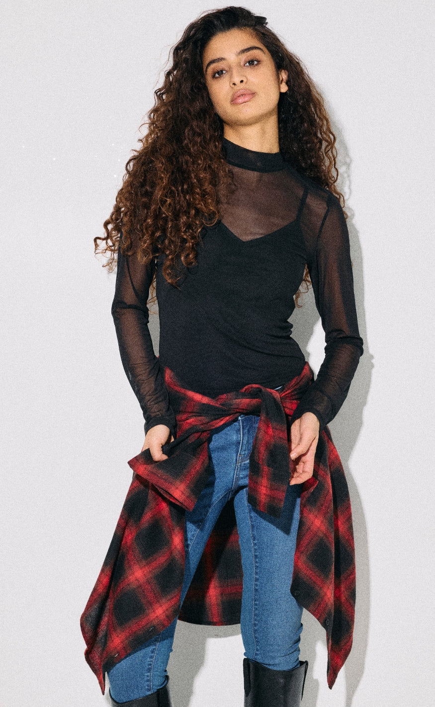 Noisy May Bluse - Percy Mesh - Black
