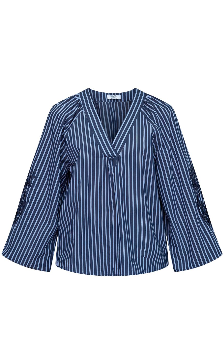 Love & Divine Bluse - love1529-2 - Navy Stripes