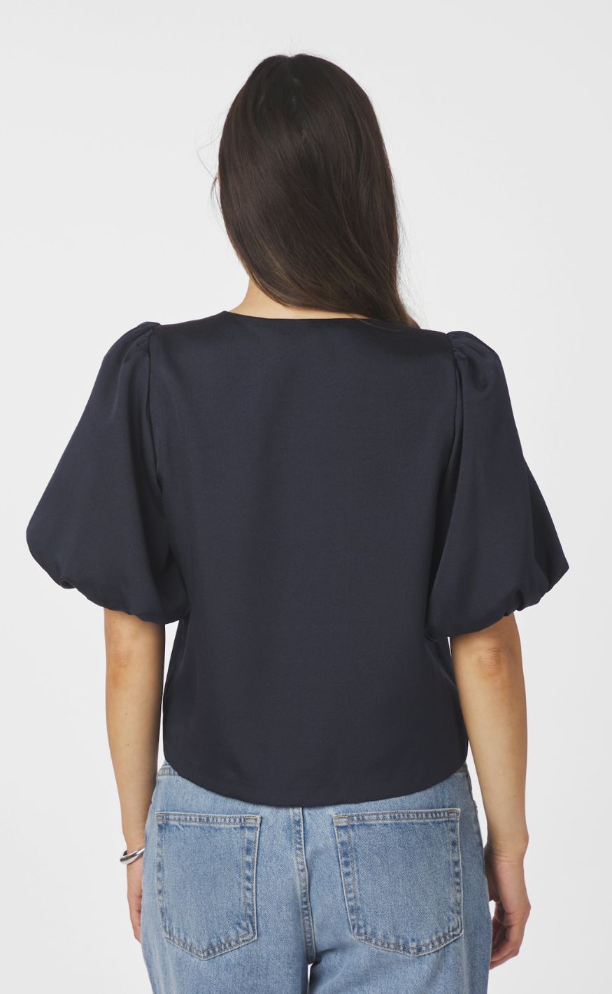 Neo Noir Bluse - Aisa Dull Satin - Navy