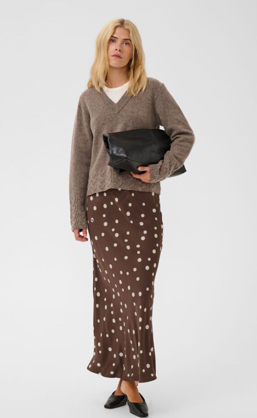 Culture Skjørt - Dotty Berna - Brown/Whitecap Dot