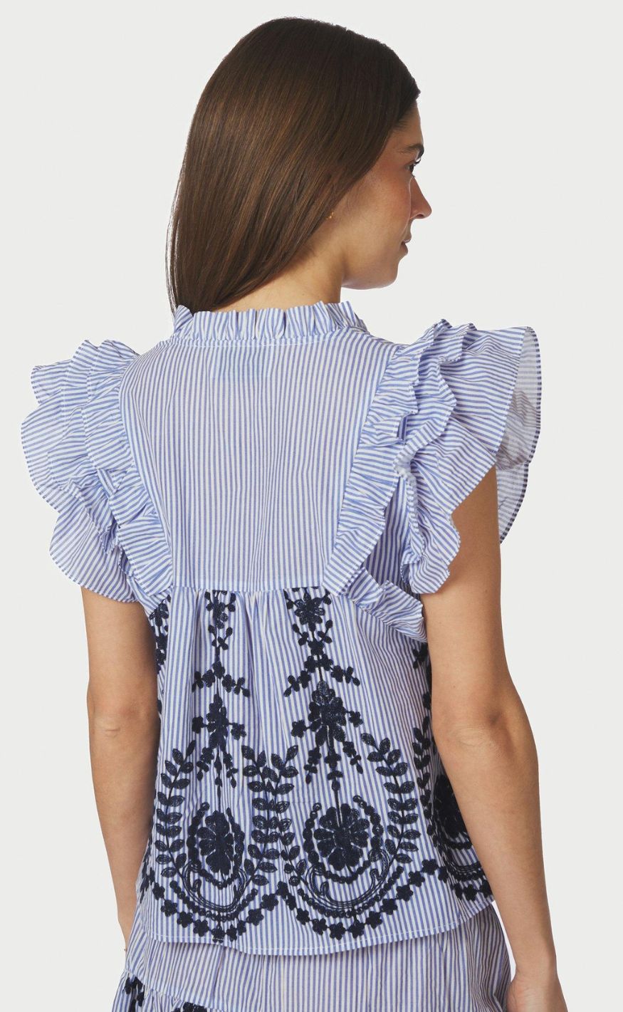 Neo Noir Topp - Jayla Stripe Embroidery - Blue