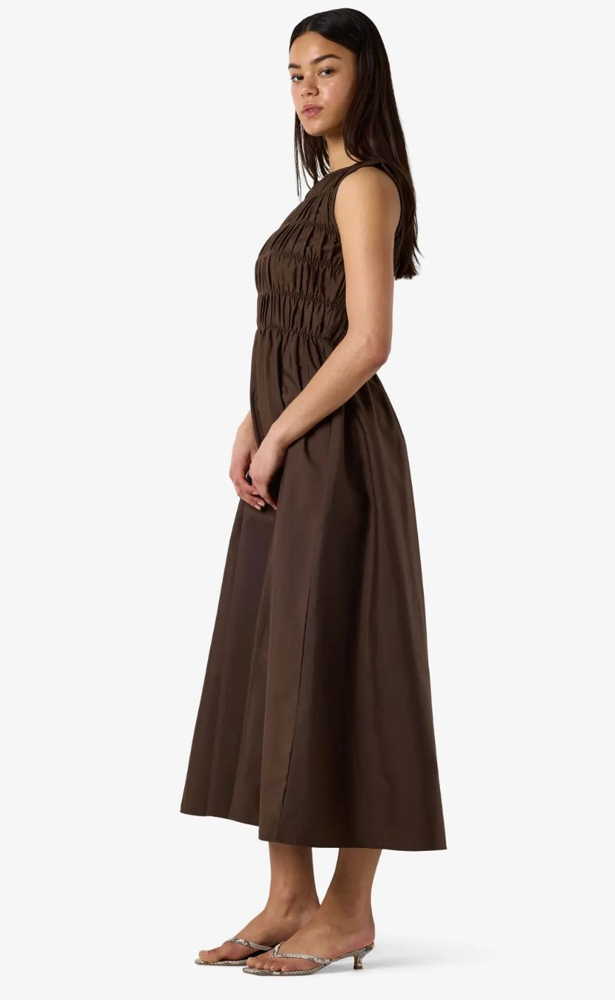 Noisy May Kjole - Fjola Midi - Chocolate Brown