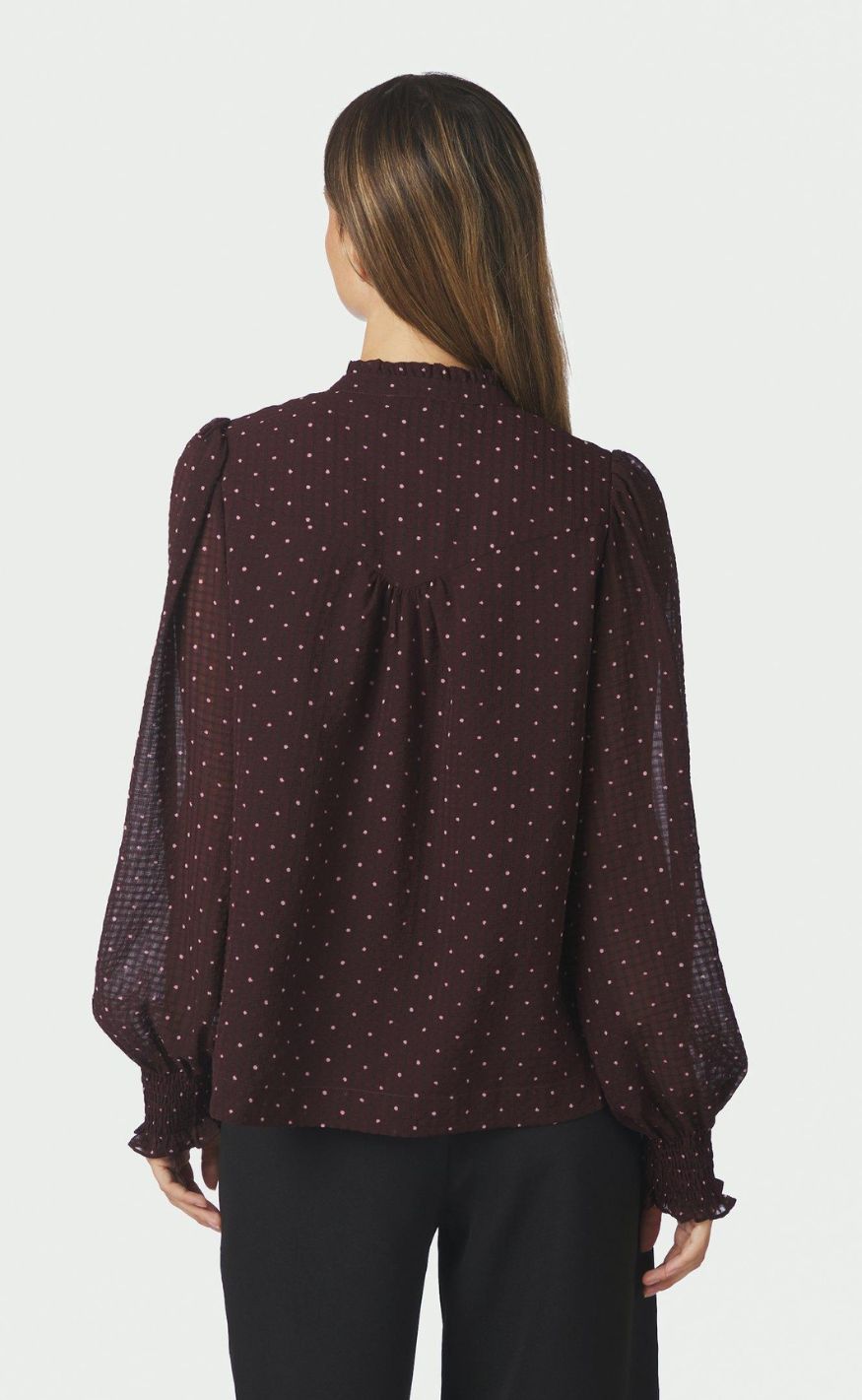 Neo Noir Bluse - Astrida Dotted - Burgundy