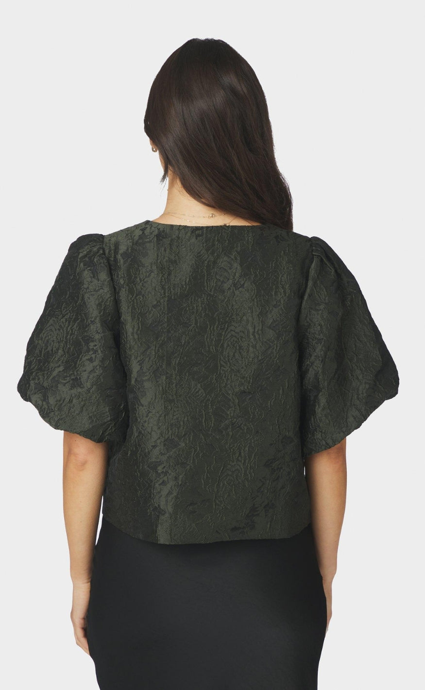 Neo Noir Bluse - Aisa Brocade - Dark Green