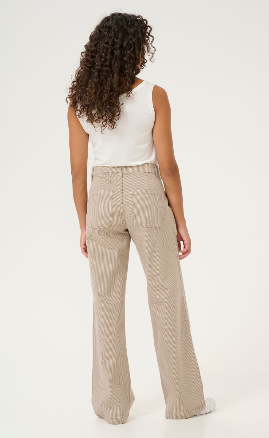 Culture Bukser - Milky - Dune/White Stripe