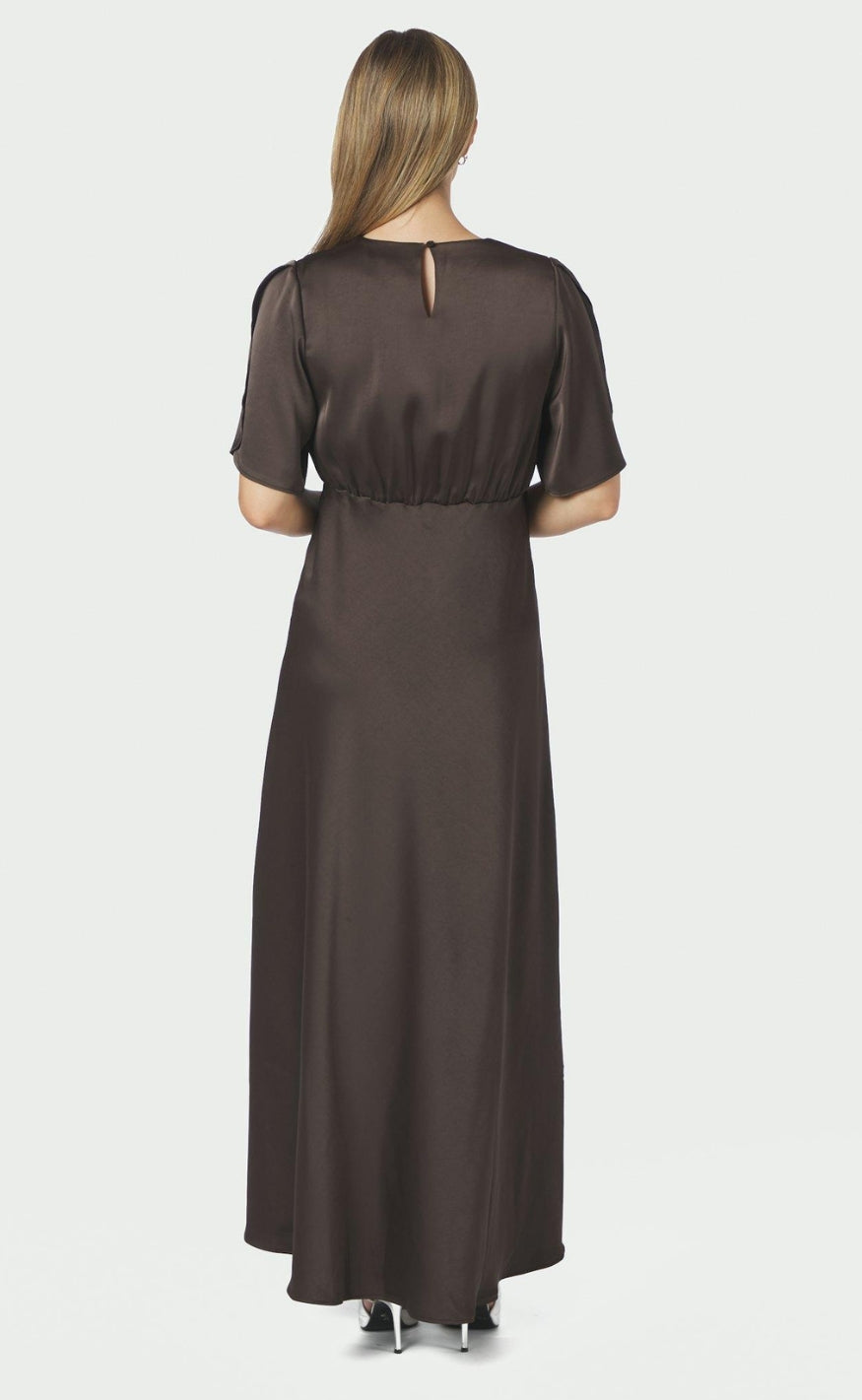 Neo Noir Kjole - Zelina Heavy Sateen - Dark Brown