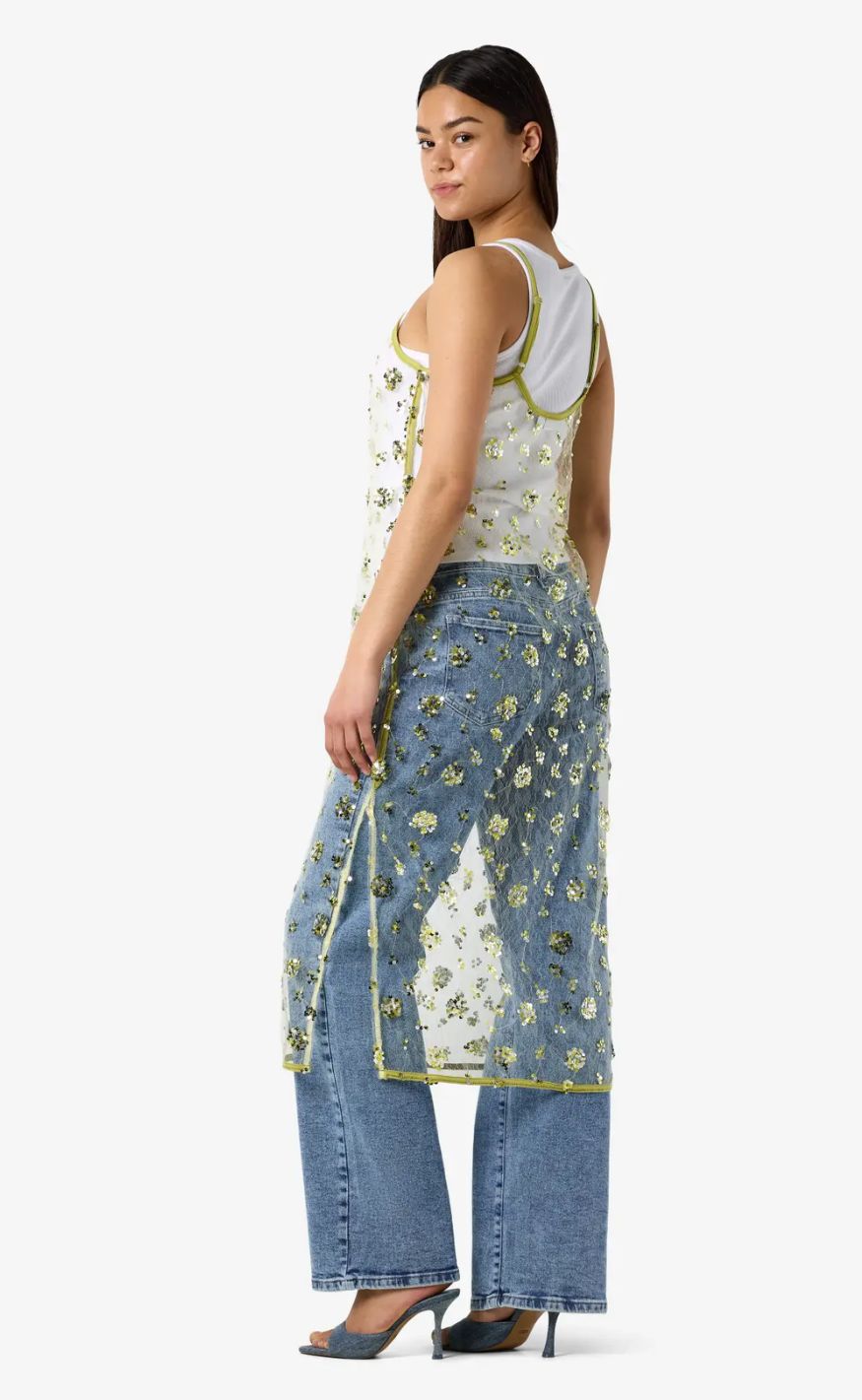 Noisy May Kjole - Zigga S/l Sequin Mesh - Daiquiri Green