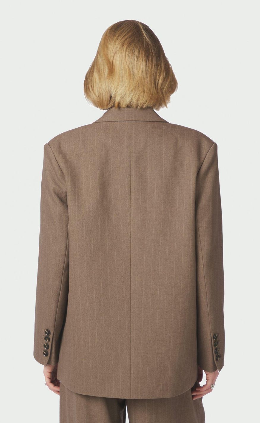 Neo Noir Blazer - Gaby Pinstripe - Taupe