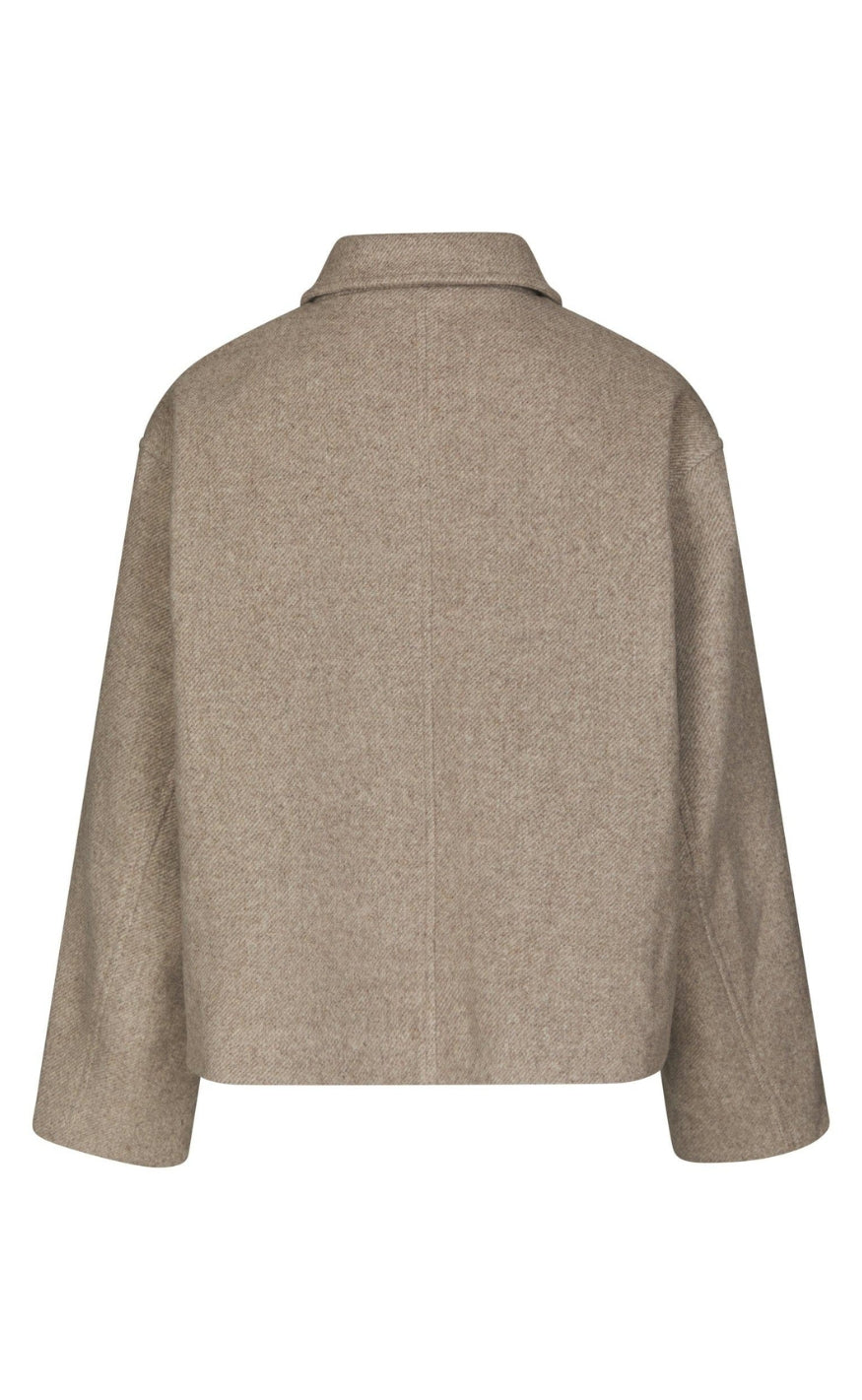 Neo Noir Jakke - Hamra Herringbone Twill - Beige Melange