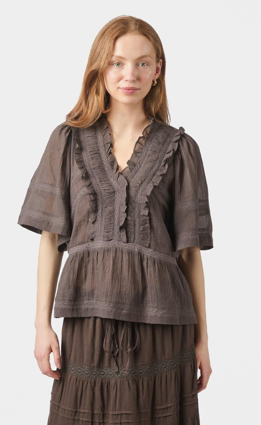 Neo Noir Topp - Evienne S Voile - Dark Brown
