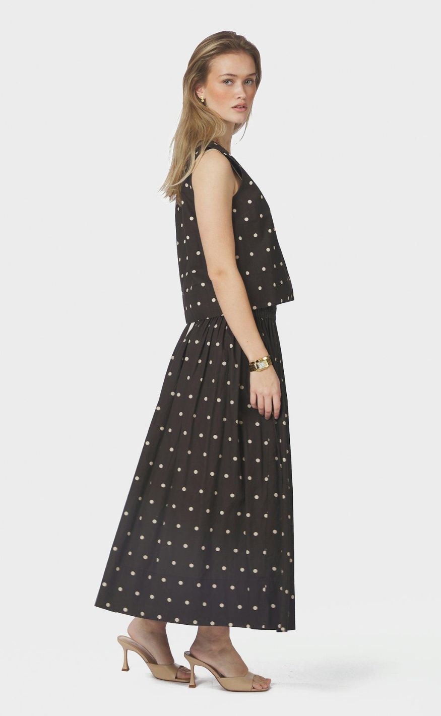 Neo Noir Topp - Polly Dot - Dark Brown