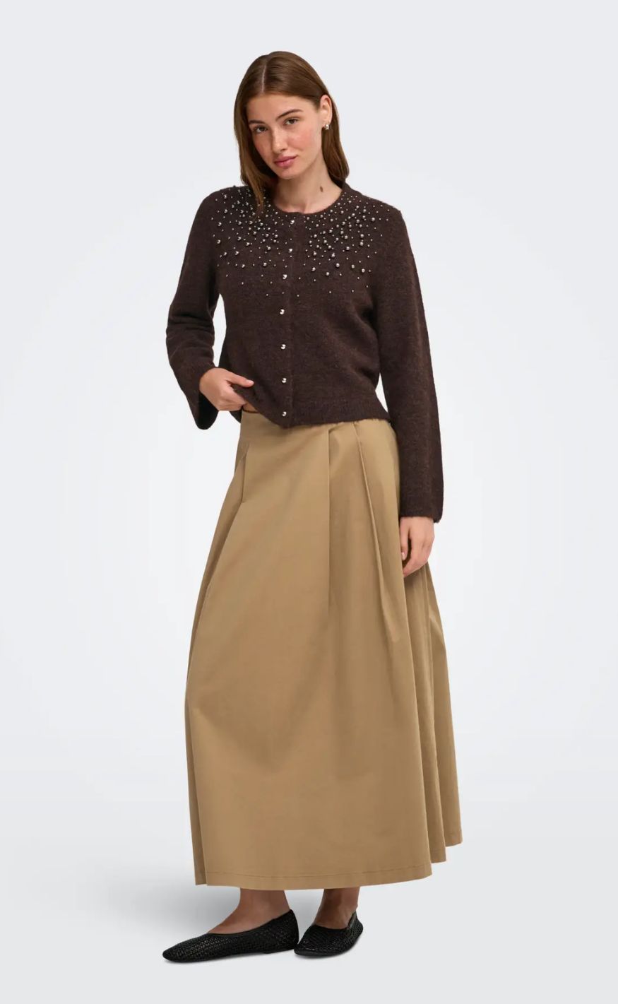 Only Cardigan - Miggie - Coffee Bean Melange/Silver Metal Pearl