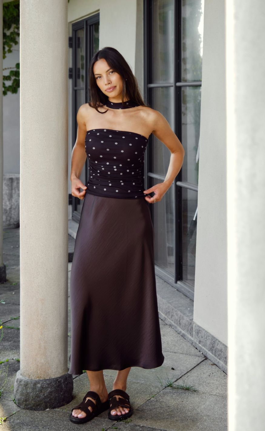 Neo Noir Topp - Torinti Mesh Dot - Brown