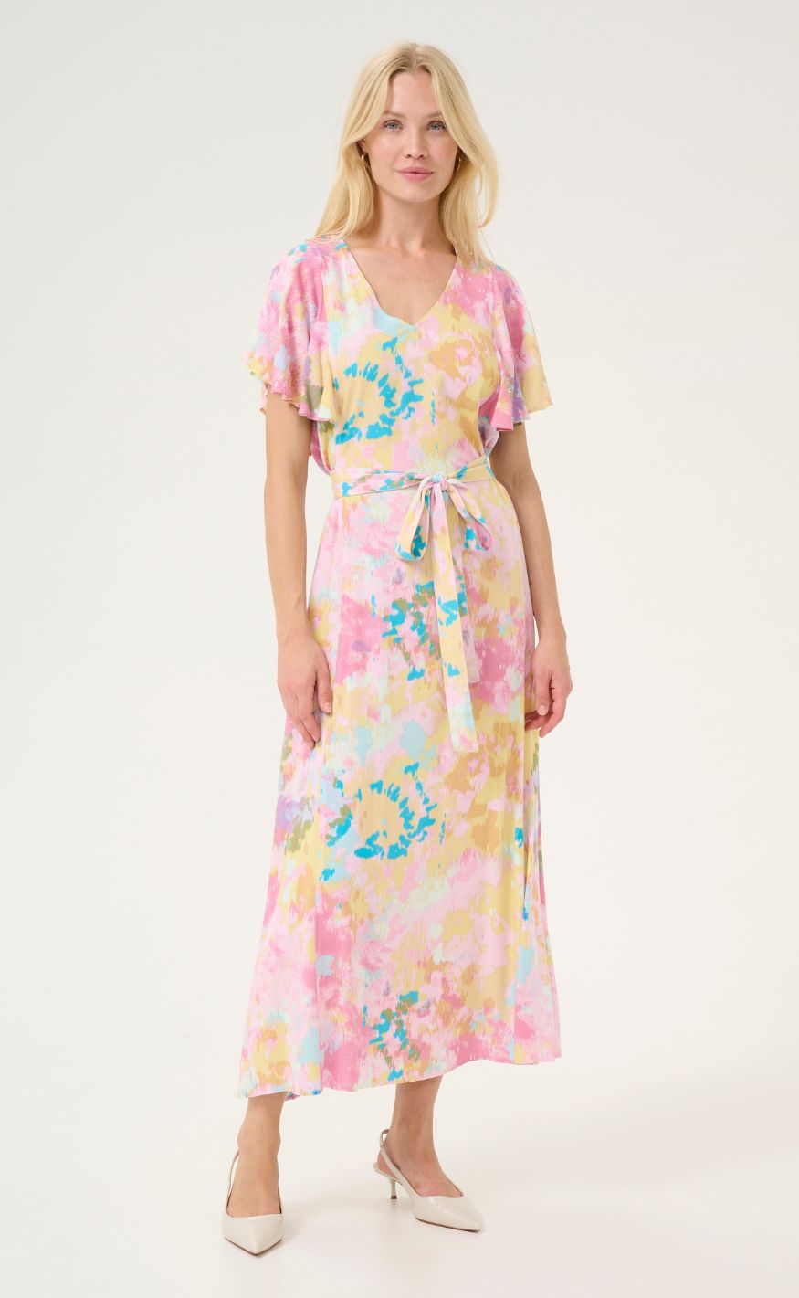 Culture Kjole - Valerie Andrea Long - Yellow/Pink Abstract