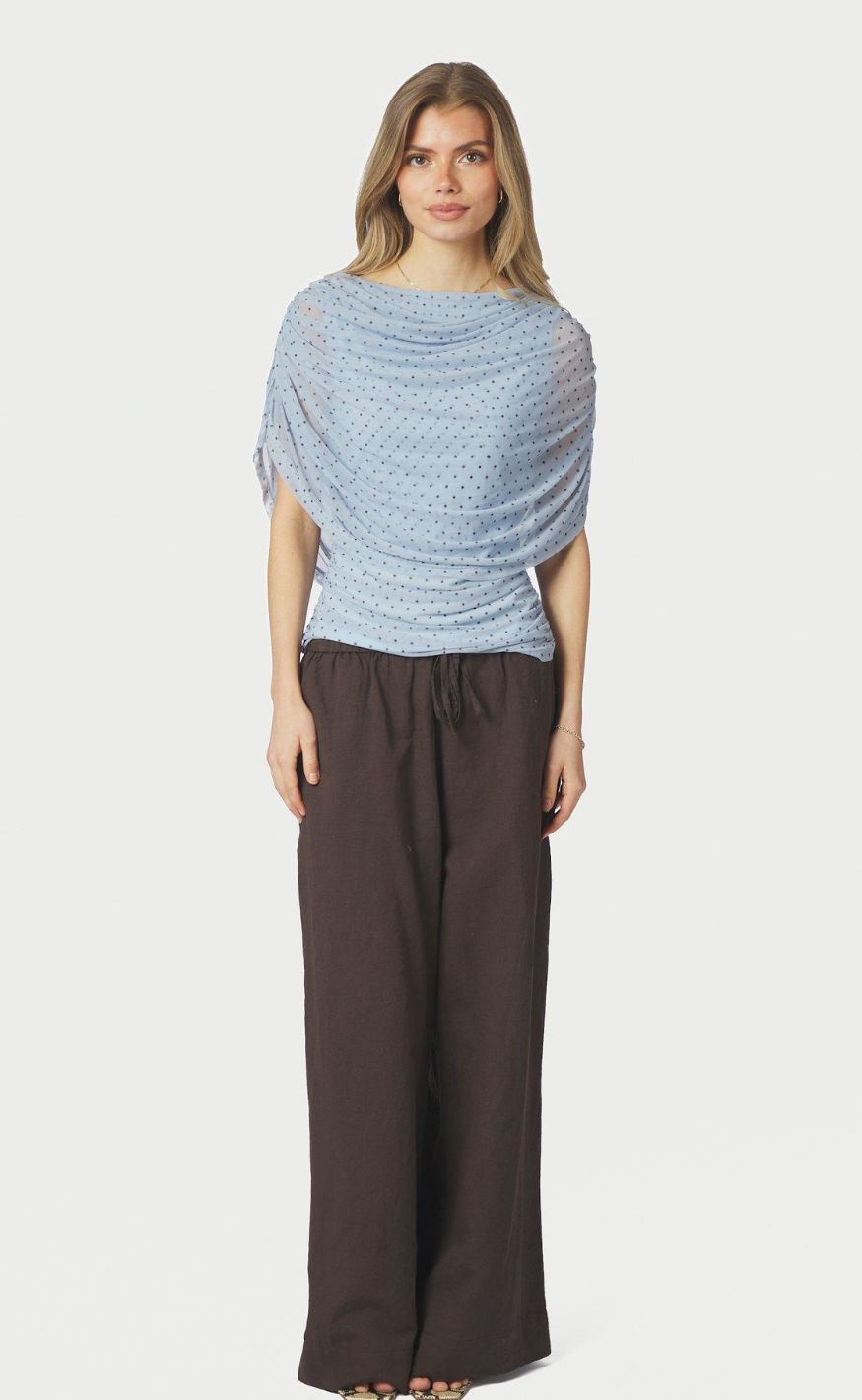 Neo Noir Topp - Cottuna Dot - Light Blue