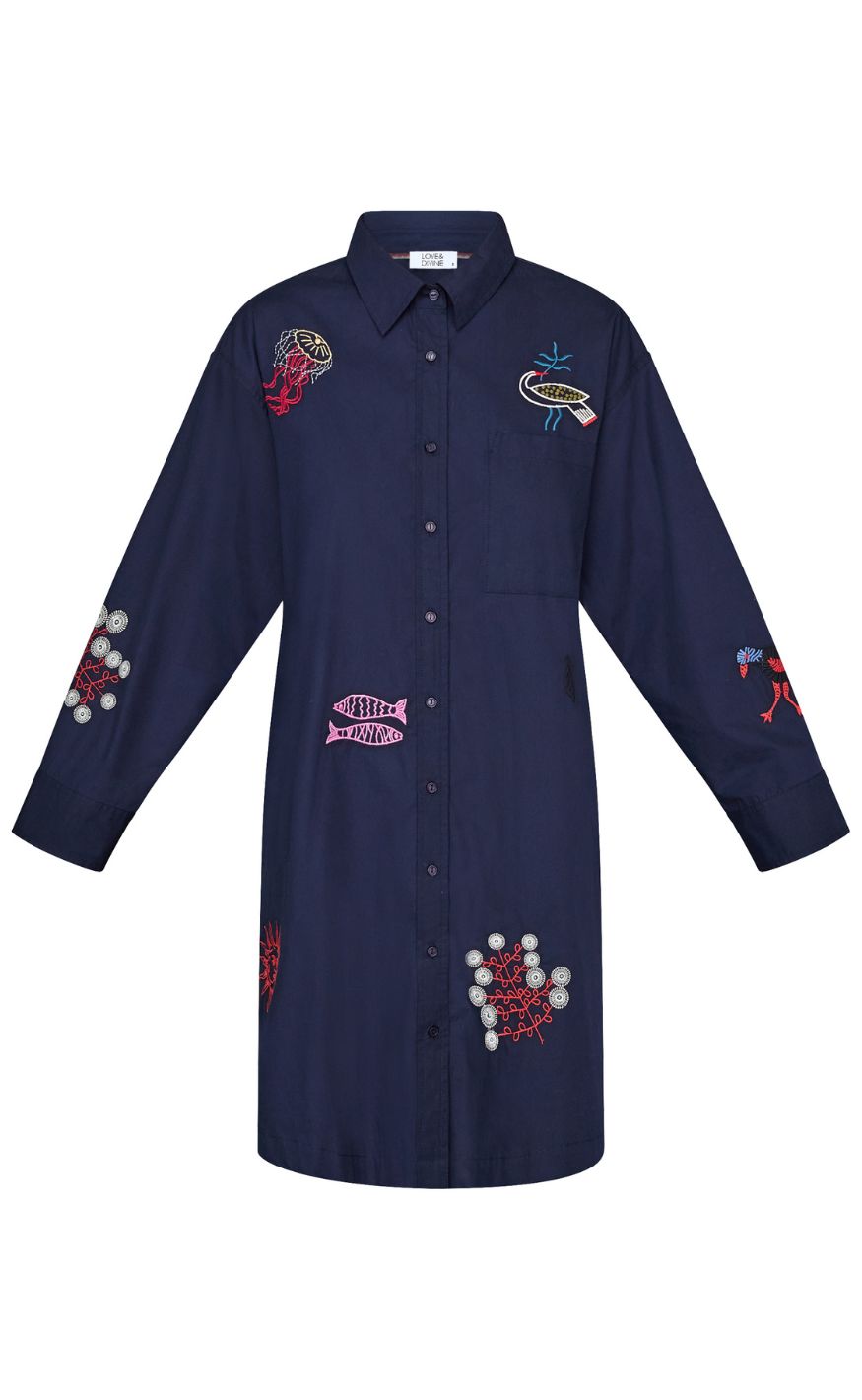 Love & Divine Kjole - love1589 - Navy Emb.