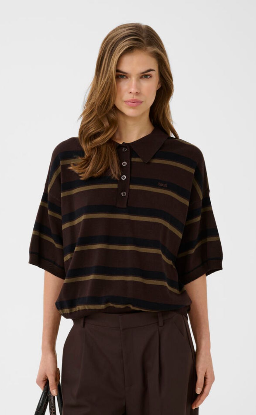 Gestuz Pullover - Taia SS - Mole/Black/Military Olive