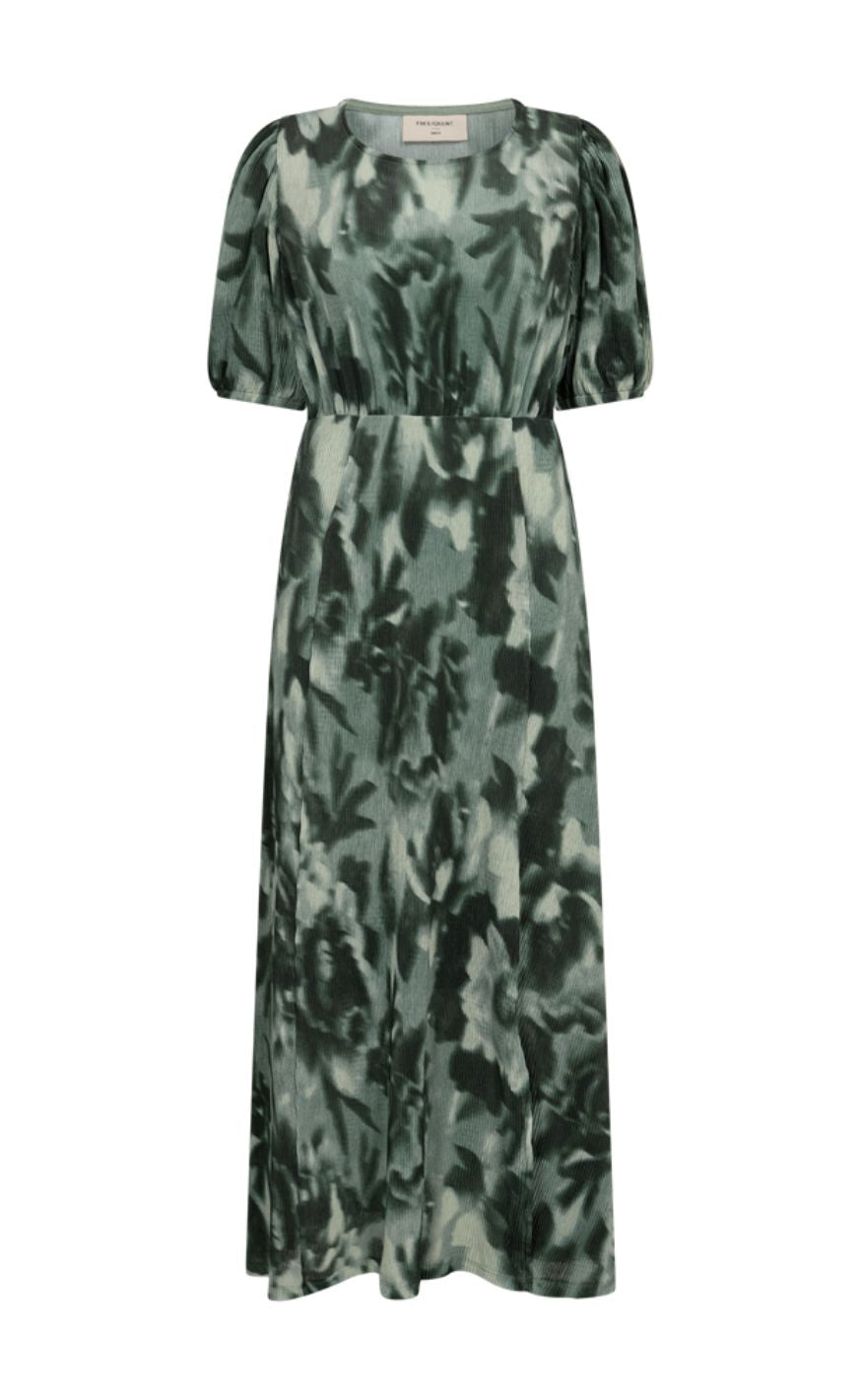 Freequent Kjole - Bodil - Iceberg Green w. Deep Forest