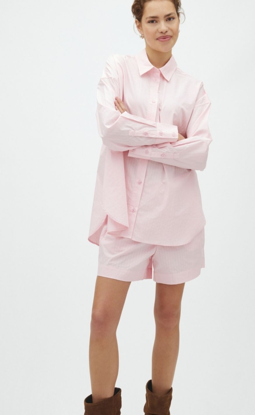 MbyM Skjorte - Brisa Boxy-M - Pale Pink Sugar Stripe