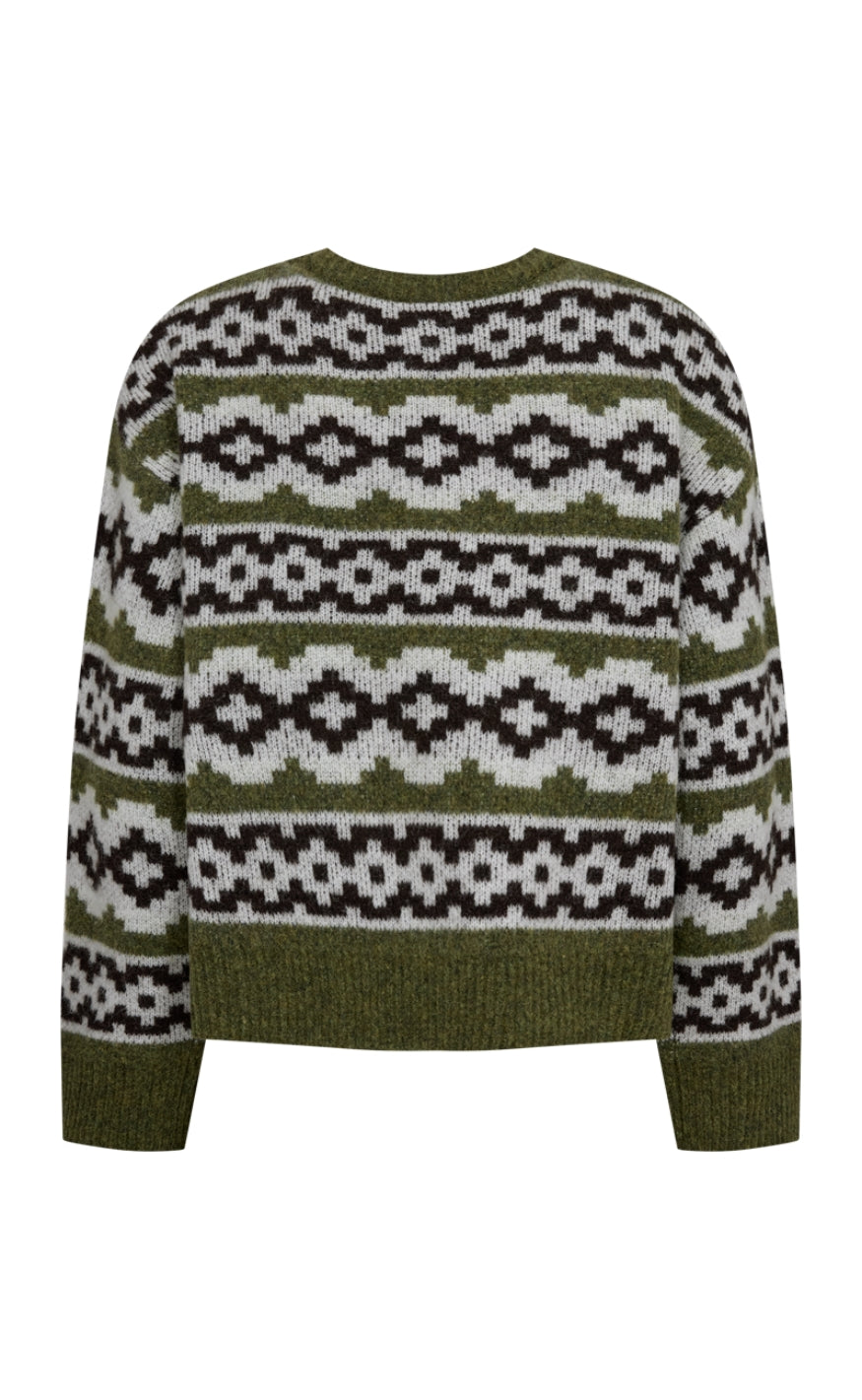 Freequent Cardigan - Alpa - Cal. Green Mel w. S. Off-white