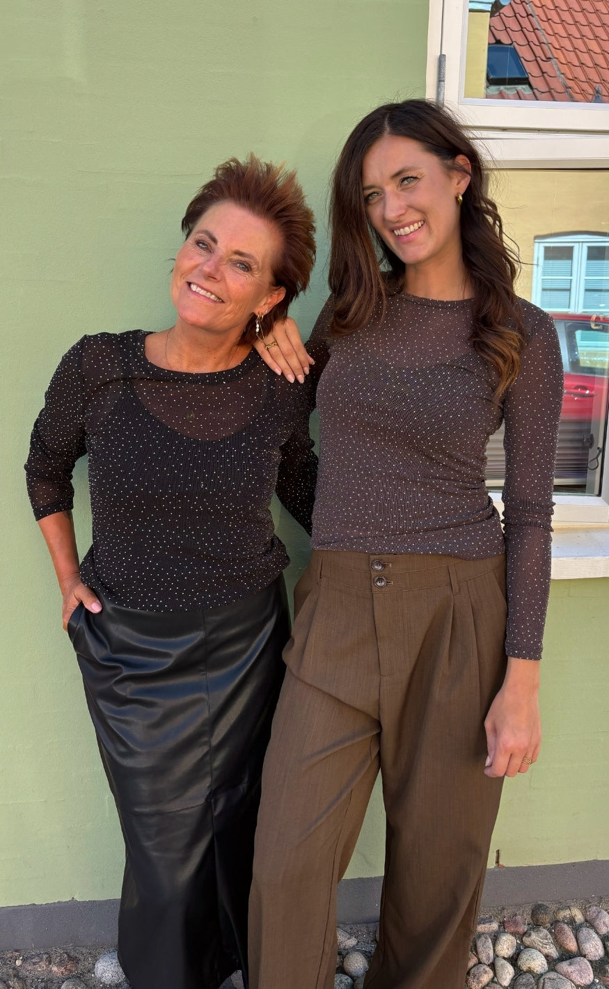 Say INA Copenhagen Bluse - Sophia Mesh - Brown W. Glitter Stones