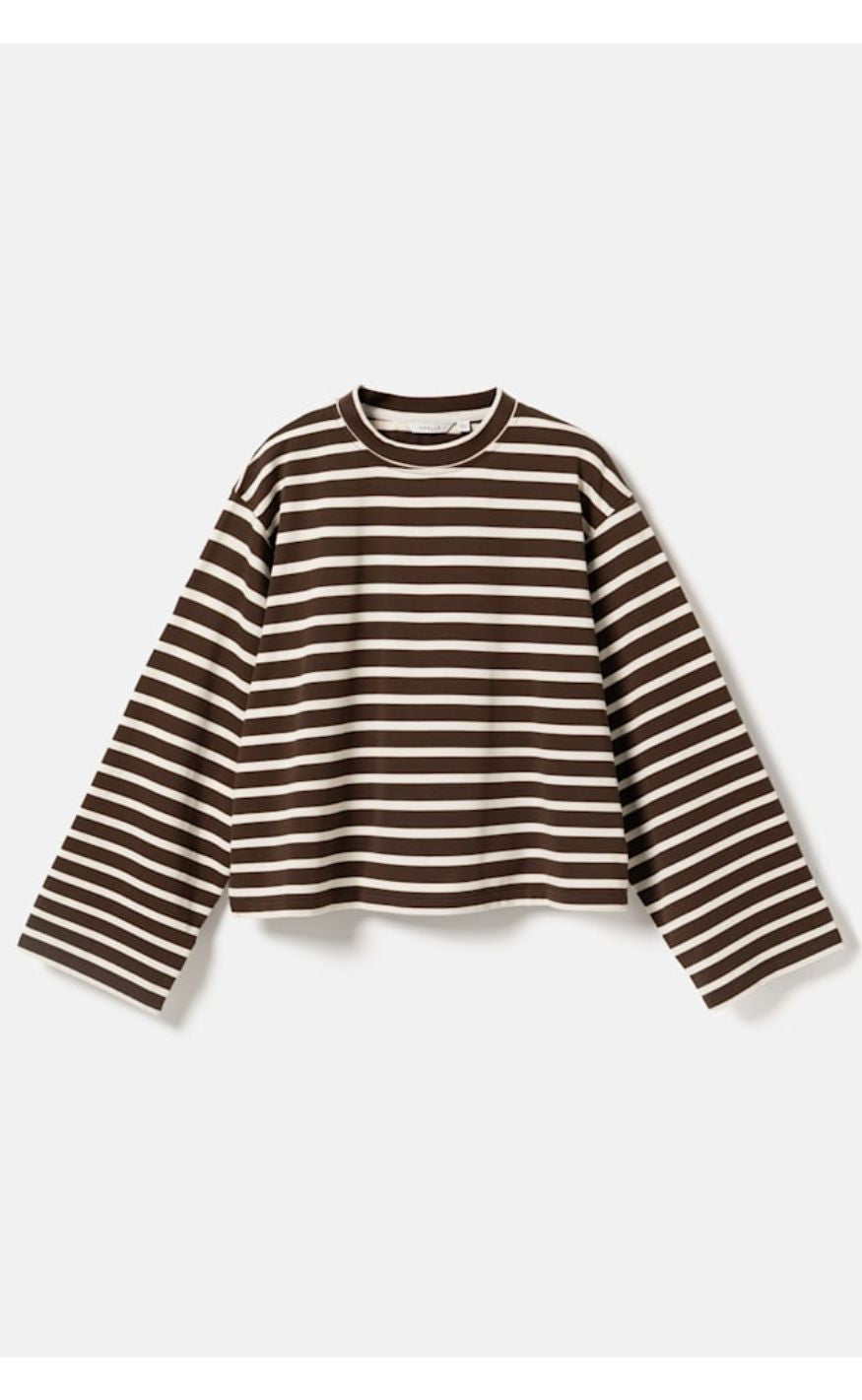 Noella Bluse - N-Maple LS - Eton Brown Ivory Stripe