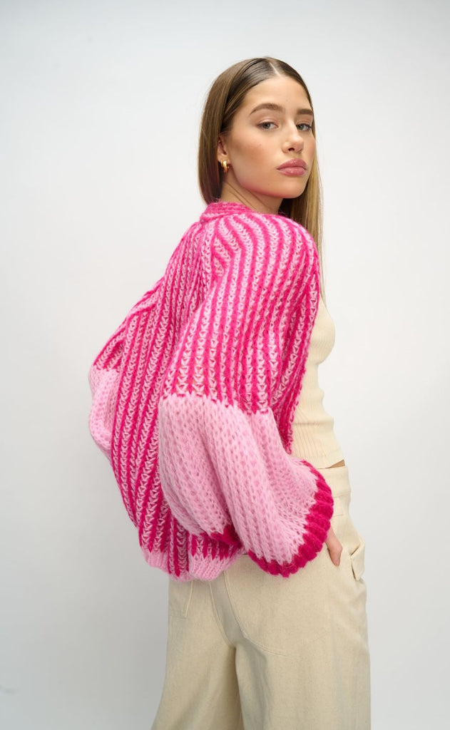 Noella Knit Cardigan - Liana - Pink Bubblegum