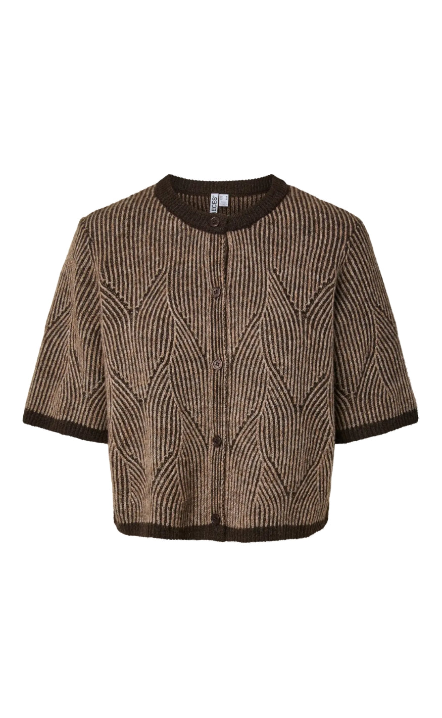 Pieces Cardigan - Jenna SS - Hot Fudge Greige