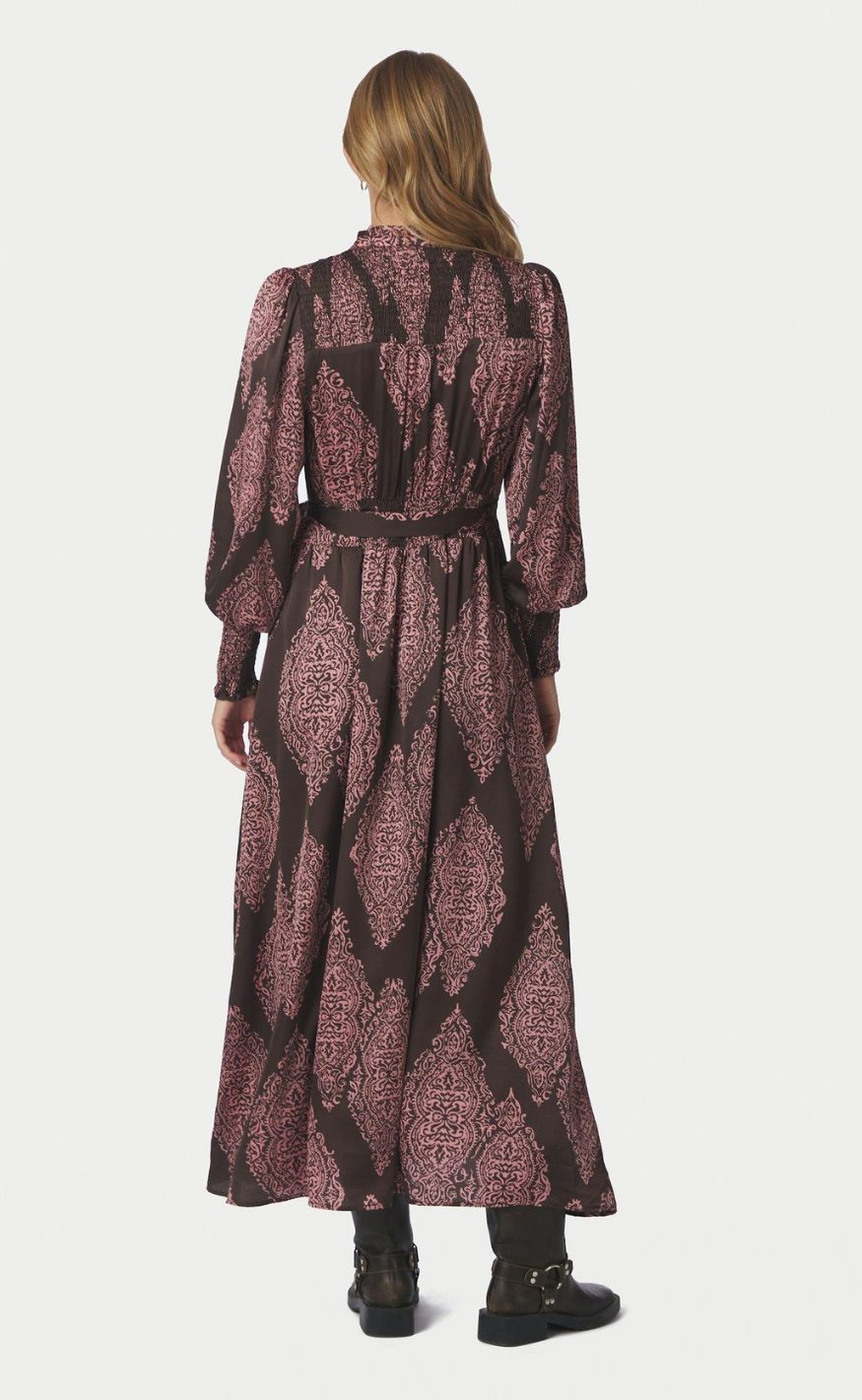 Neo Noir Kjole - Novalee Paisley Drop - Dark Brown/Evening Rose