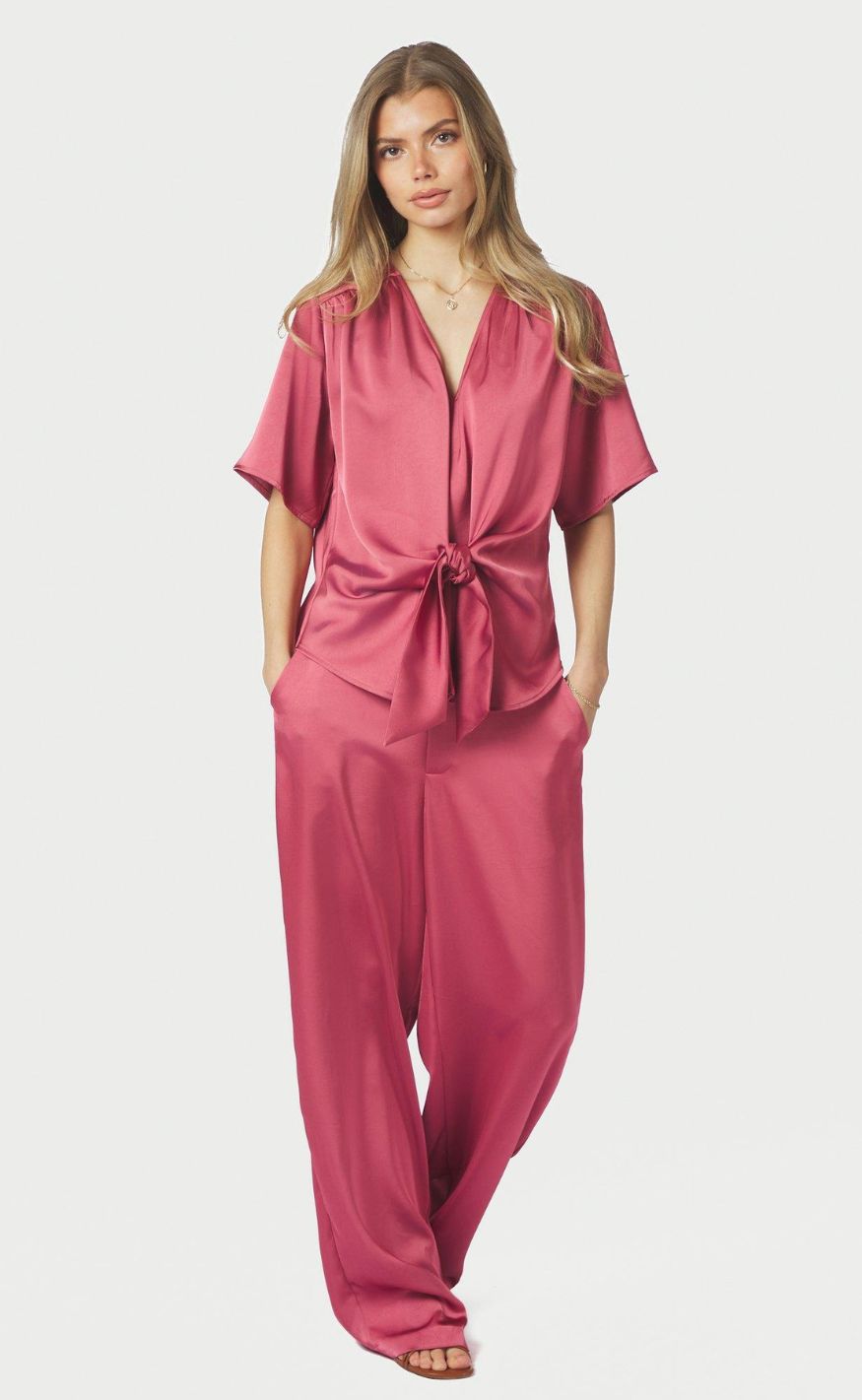 Neo Noir Bukser - Emmett Heavy Sateen - Cherry Pink