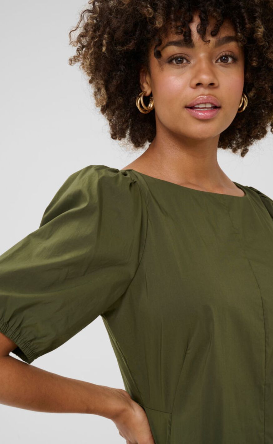 Culture Kjole - antoinett SS O-neck - Burnt Olive