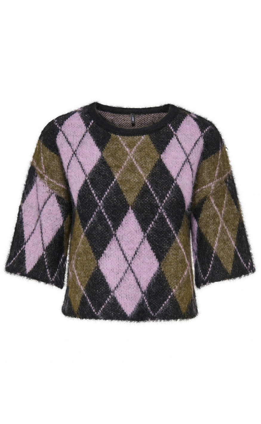 ONLY Genser - Noeme SS - Black Argyle/Beech/Violet Tulle/Mel