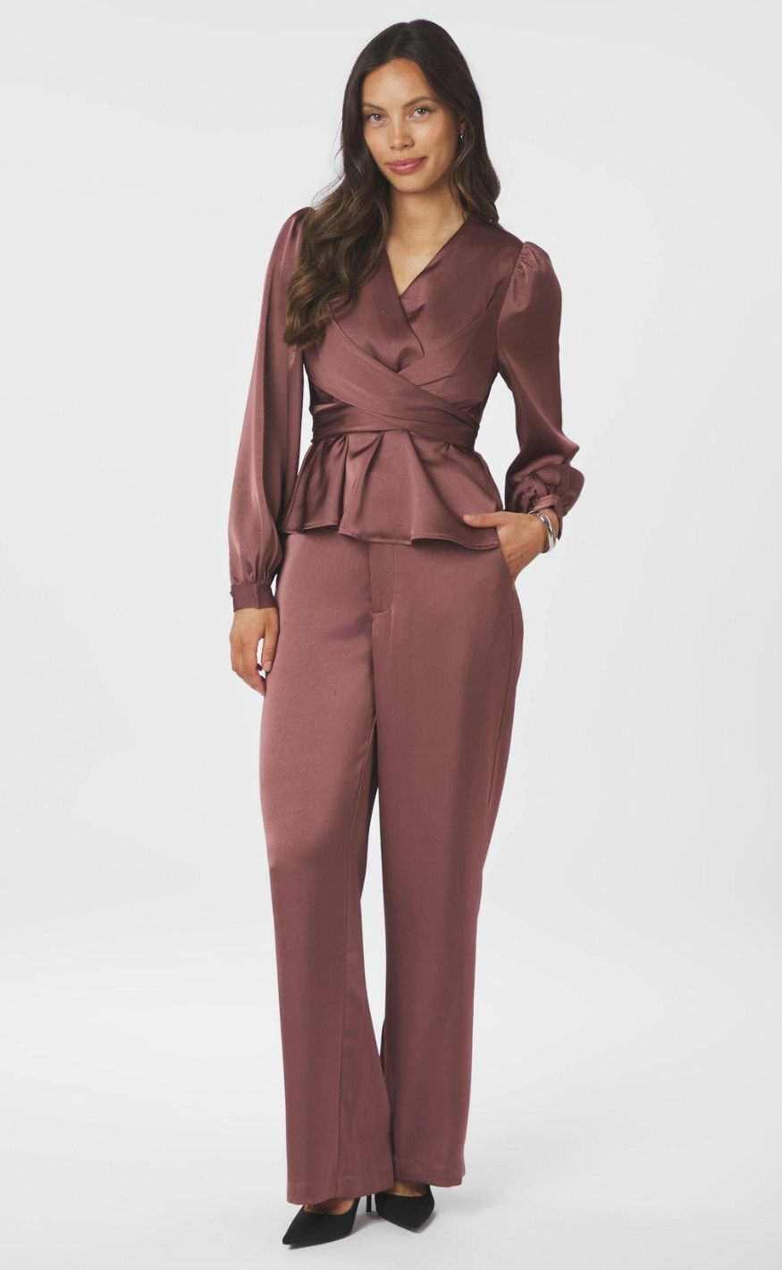 Neo Noir Bukser - Emmett Heavy Sateen - Dark Rose
