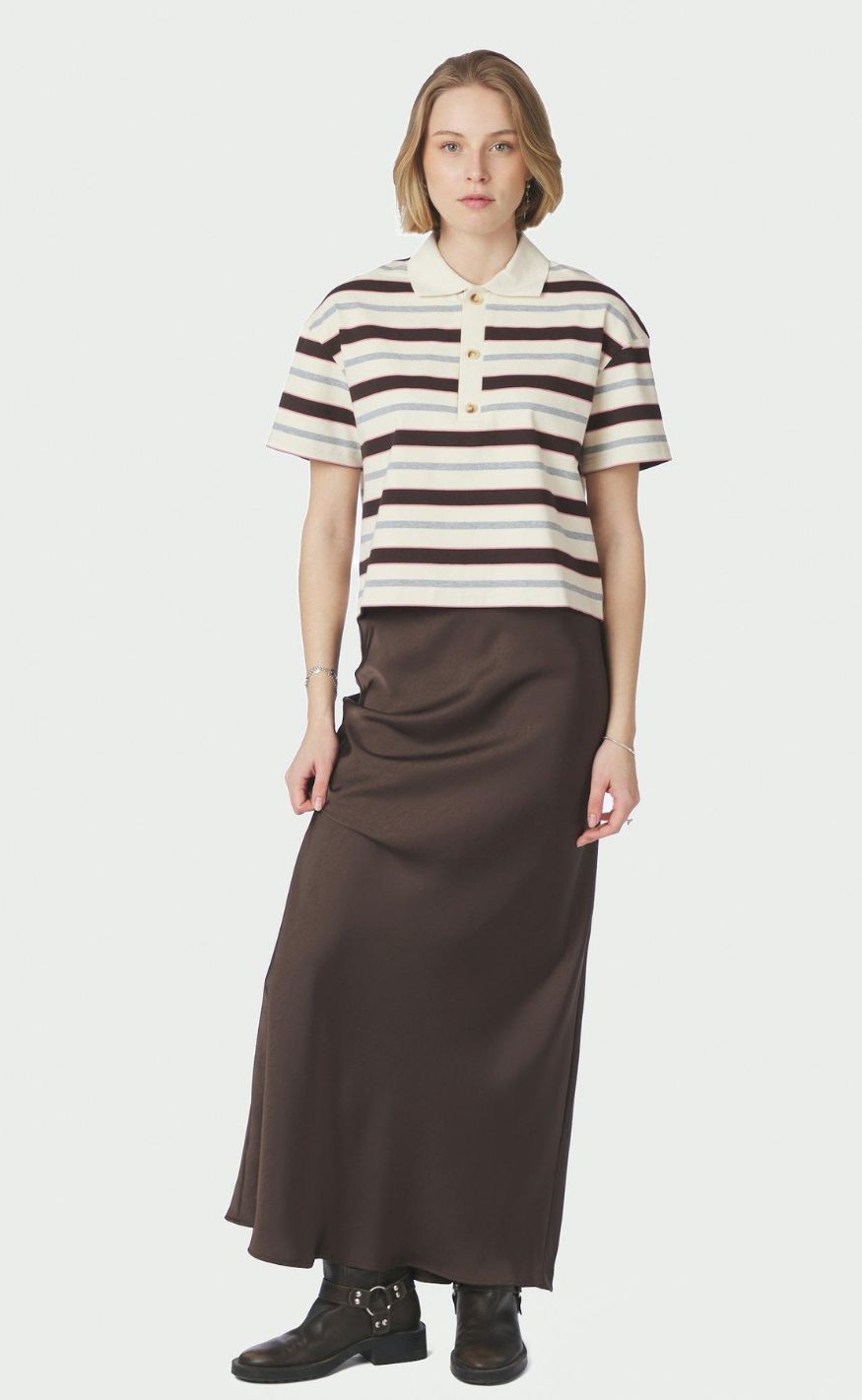 Neo Noir Bluse - Vennera Polo - Grey