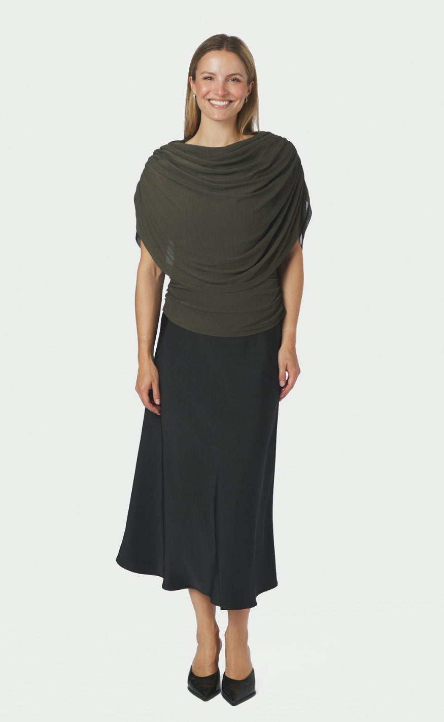 Neo Noir Topp - Cottuna Drapy Mesh - Army