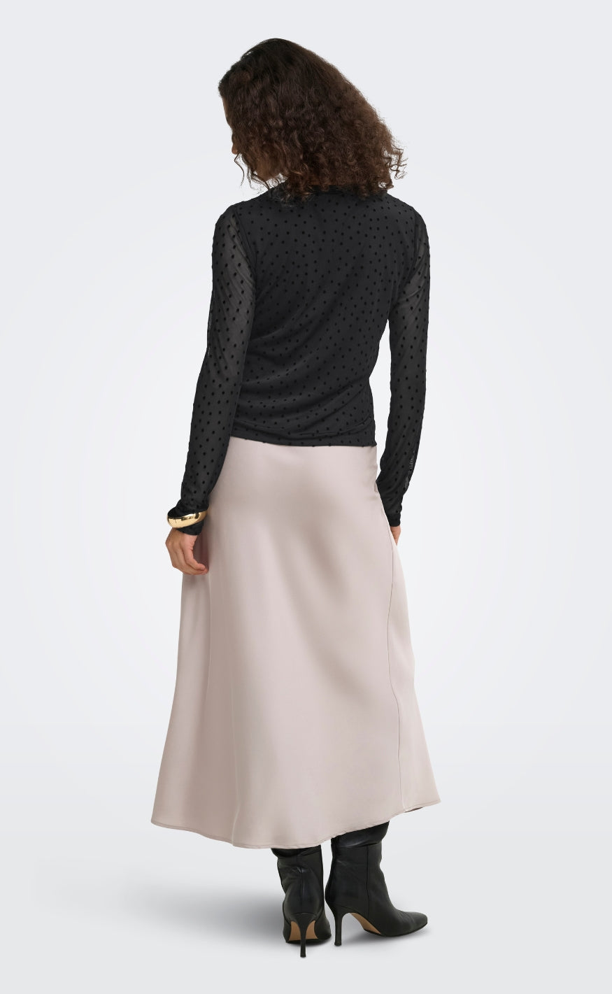 ONLY Bluse - Nova Mesh - Black/Black Dots