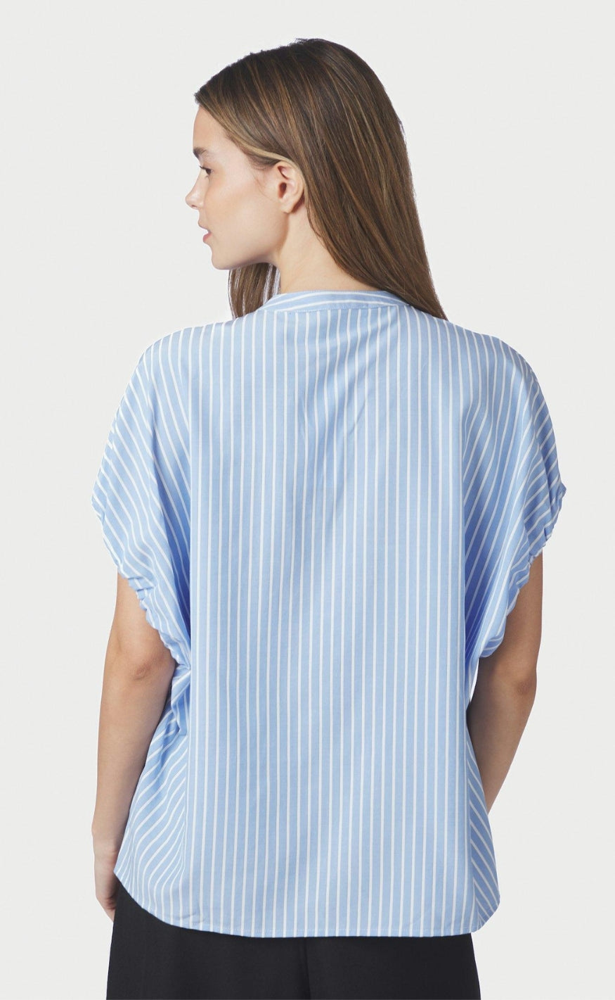 Neo Noir Bluse - Englana Stripe - Light Blue
