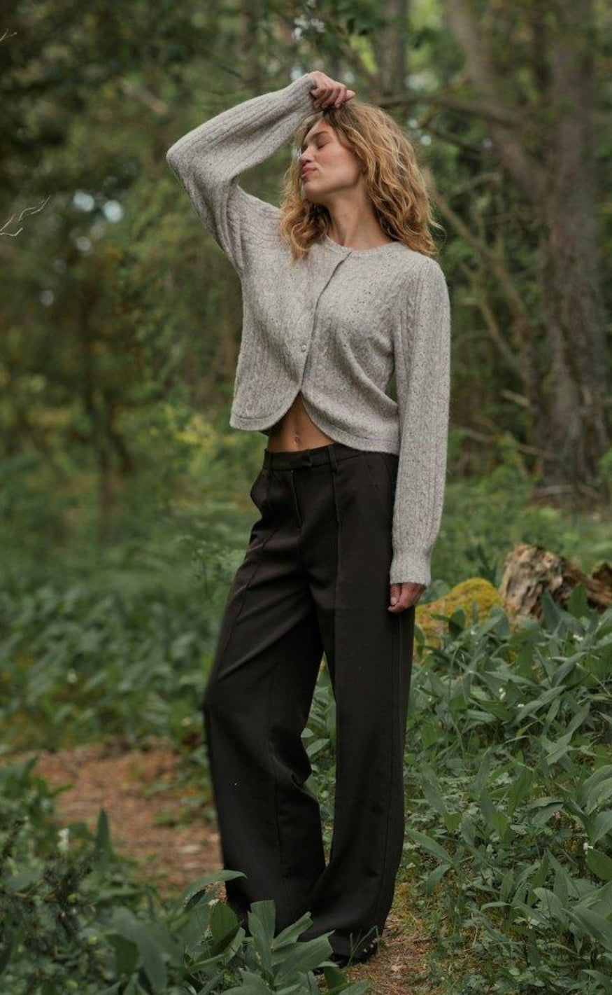 Neo Noir Cardigan - Koteas Cable Knit - Beige Melange