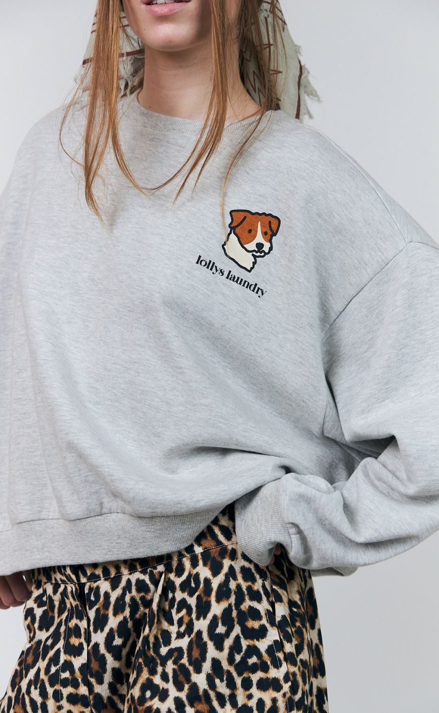 Lollys Laundry Sweatshirt - Sydney Dog - Light Grey Melange