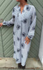 Say INA Copenhagen Kjole - Winnie New LS - Blue Striped W. Navy Flowers