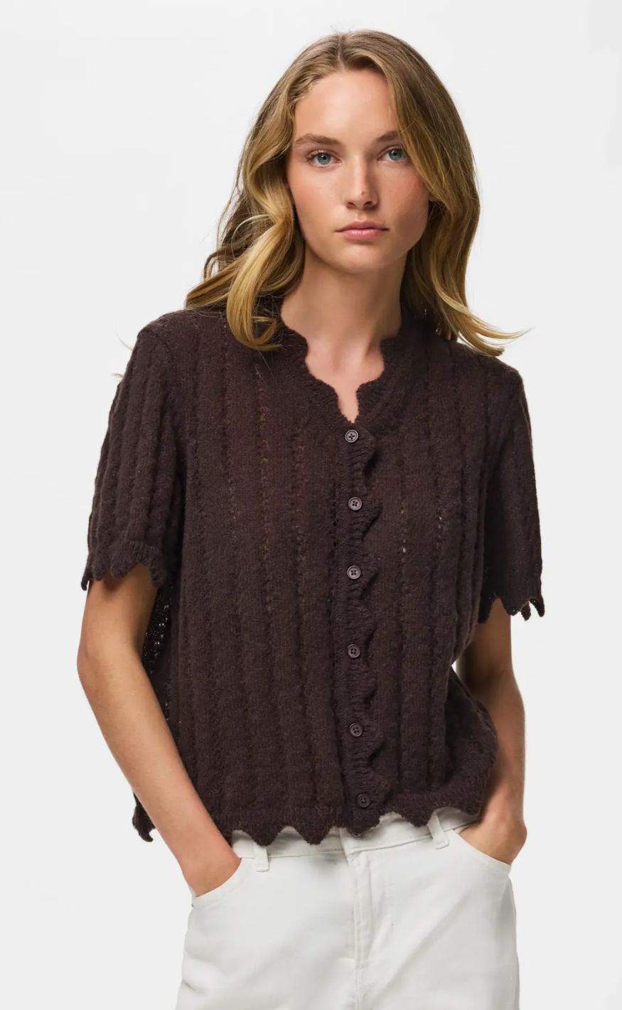 Pieces Cardigan - Ada SS - Ganache